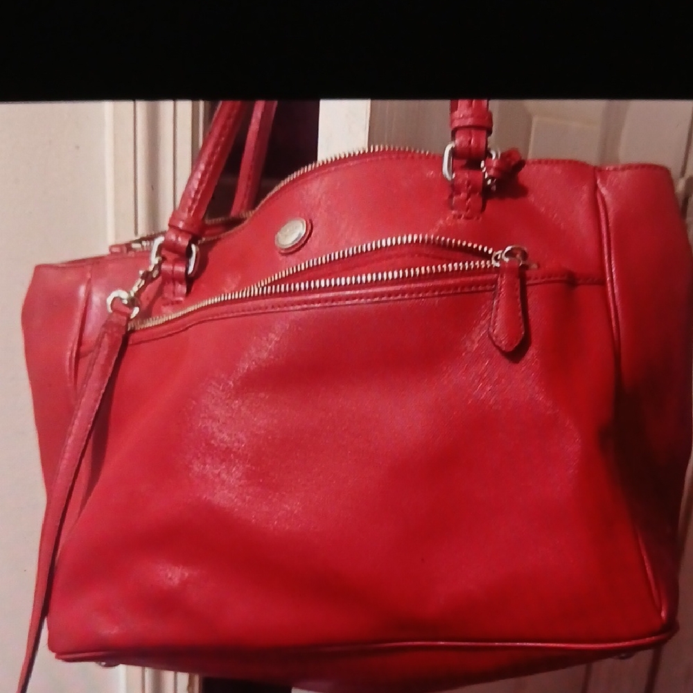 Red Leather Tote Bag